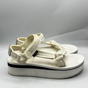 Teva Universal Mesh Print Strap Platform Womens 8 White Outdoors Sandals 1102451